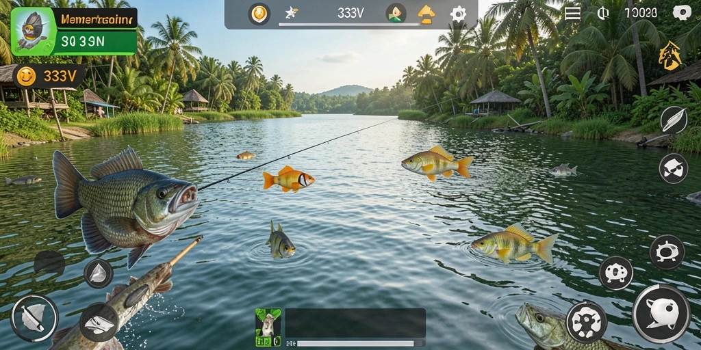Tampilan gameplay menarik dari 333V saat memancing ikan.