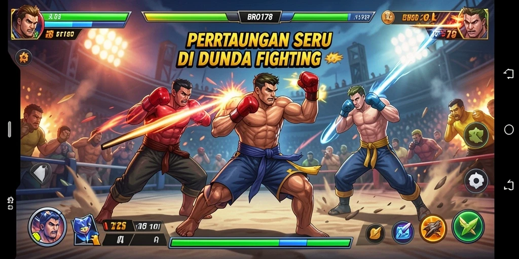 Tampilan seru dari pertarungan di BRO178 dengan karakter yang dinamis.