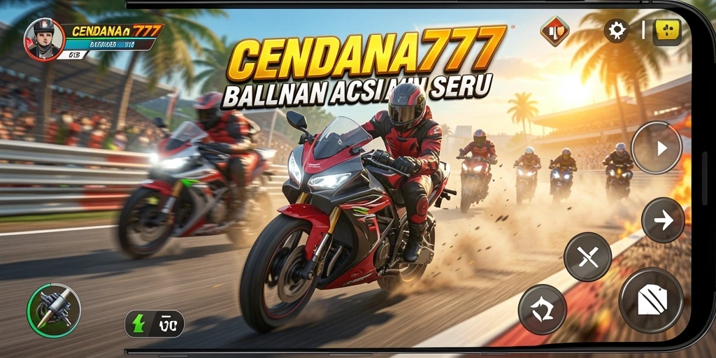 Tampilan aktif dari gameplay balapan motor CENDANA777.