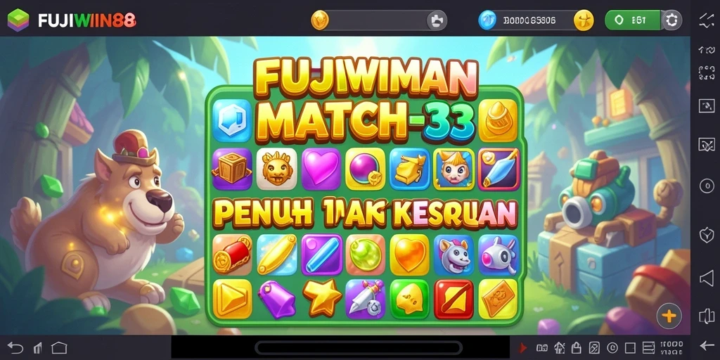 Tampilan menawan dari gameplay FUJIWIN88 saat Anda menyelesaikan level Match-3.