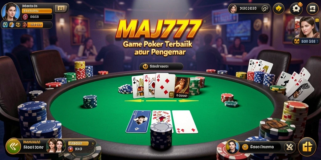 Tampilan utama gameplay Poker di MAJ777 yang menarik dan seru.