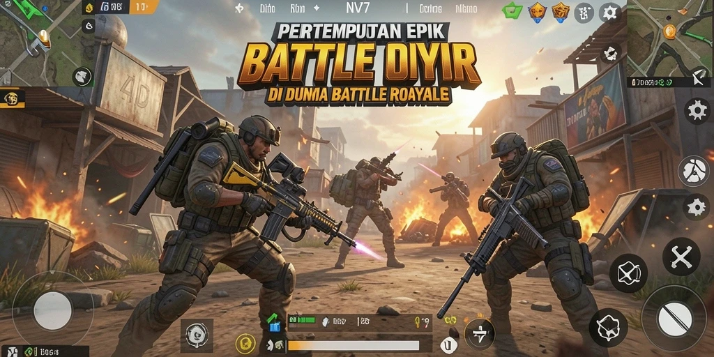Gameplay seru NV77 saat pemain bertempur di arena Battle Royale.